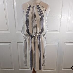 Joie Blue and White Halter Midi Sundress